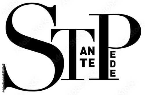 Stante pede (Latin) or Without further delay, in clean, strong black and white typographic  image, vector