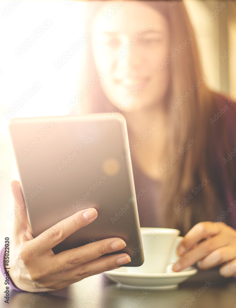 Young woman with digital tablet in the city Young woman with digital tablet in the city