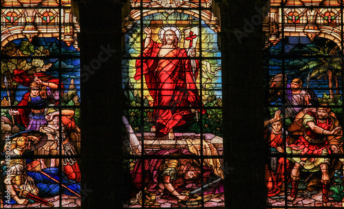 Canvastavla Jesus rising from the grave - Stained Glass