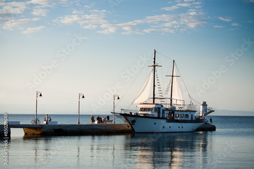 wooden retro boat in a sea © vladakela
