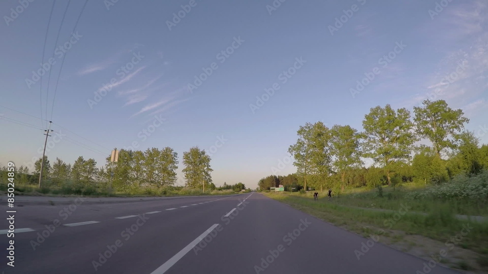 fast driving car through non urban road fast driving car through non urban road