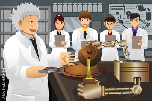 Professor Presenting His Experiment Invention