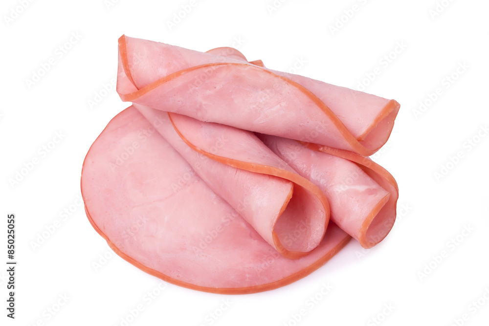 smoked ham isolated on white background