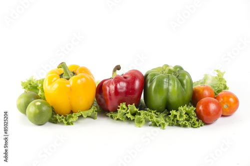 Pepper vegetables on a white background