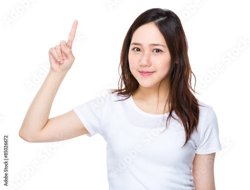 Wallpaper Mural Young woman with finger showing up Torontodigital.ca