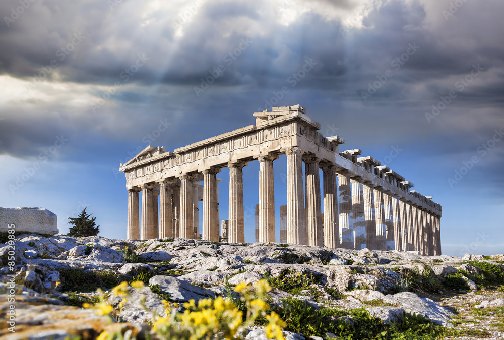 Parthenon temple on the Acropolis in Athens, Greece - obrazy, fototapety, plakaty 