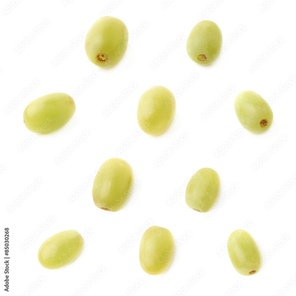 Five single white grapes isolated Five single white grapes isolated