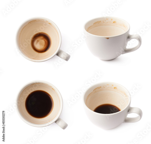 Used empty cup of coffee isolated
