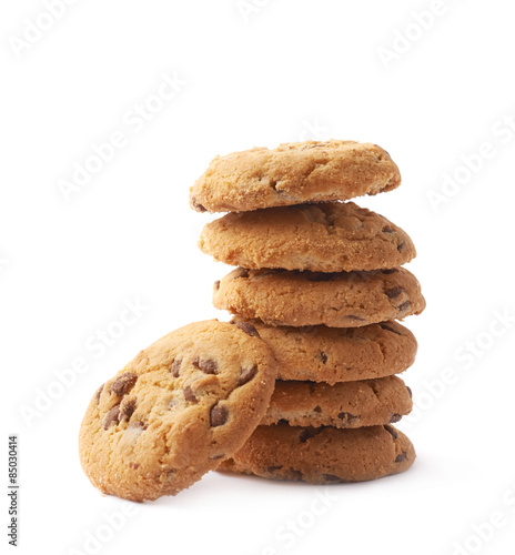 Pile of round cookies isolated
