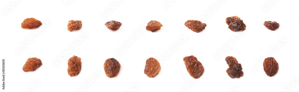 Multiple single raisins isolated Multiple single raisins isolated