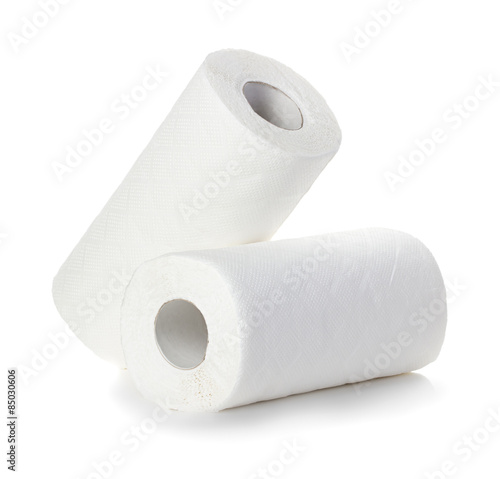 Rolls of paper towels, isolated on white background