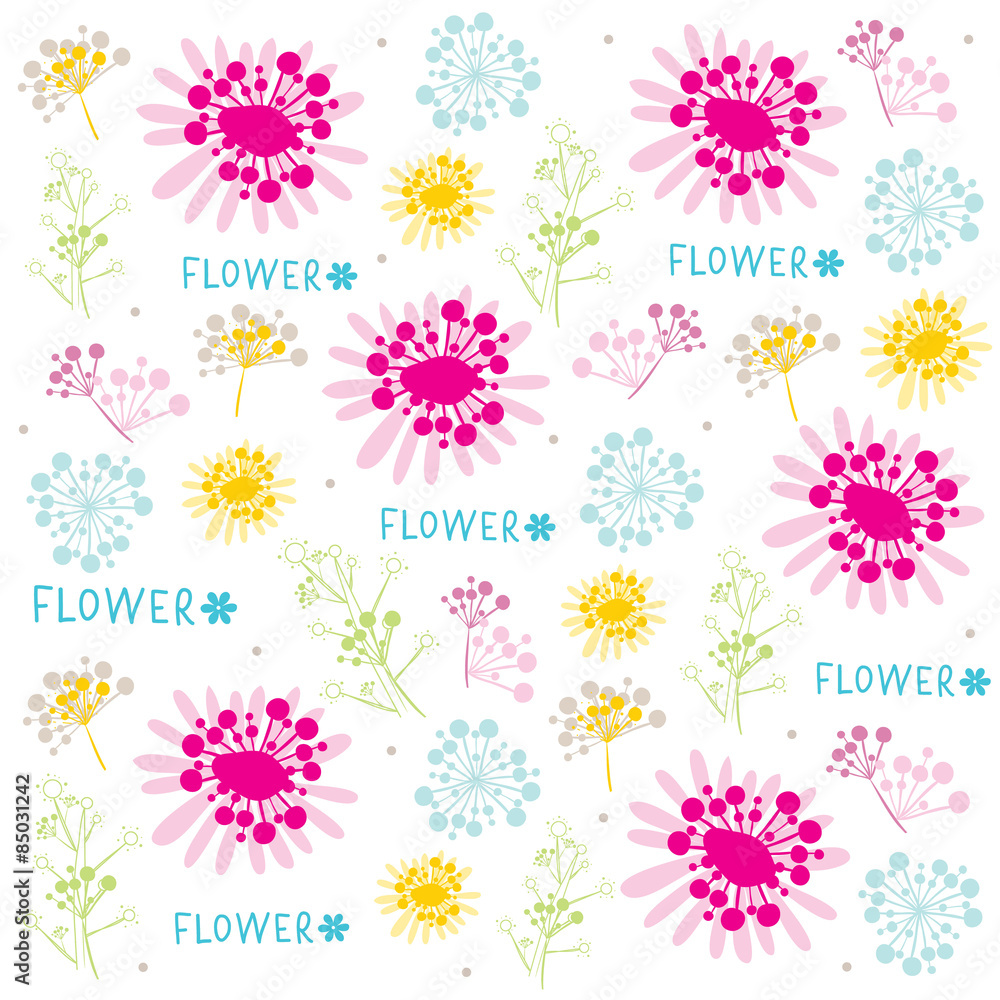 Flower Cute Cartoon Vintage Gift Wrapping Design Vector