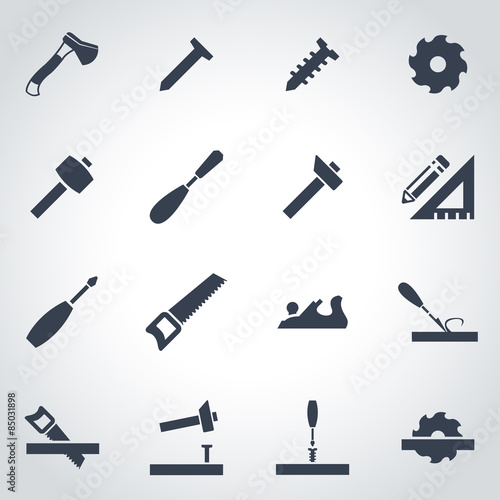 Vector black carpentry icon set