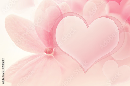 flowers and heart in soft color style for romantic background