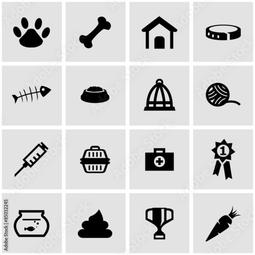 Vector black pet icon set