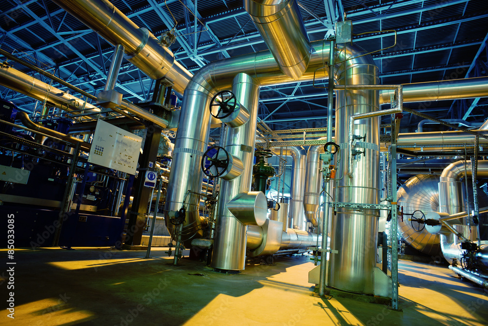 Industrial zone, Steel pipelines and valves Industrial zone, Steel pipelines and valves