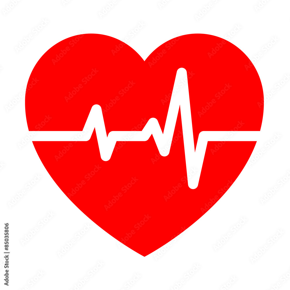 Icono aislado ritmo cardiaco rojo Icono aislado ritmo cardiaco rojo