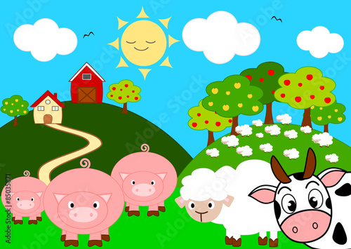 animal farm funny cartoon vector illustration © Alice Vacca