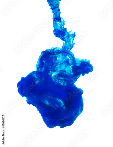 Blue ink isolated on white background