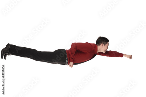 Business man flying posing