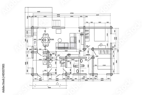 Obraz na plátně architectural home interior drawing