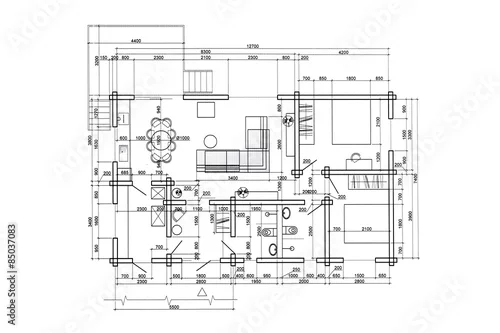Fototapeta na wymiar architectural home interior drawing
