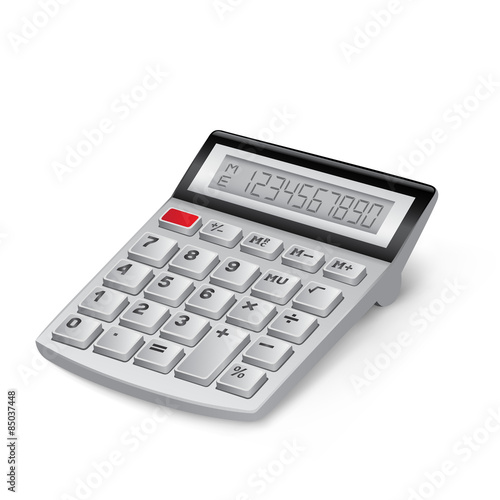 The white calculator on the white background