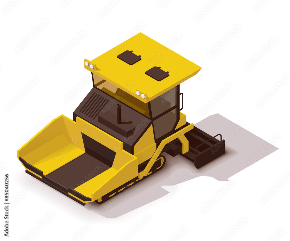 Vector isometric asphalt paver Vector isometric asphalt paver