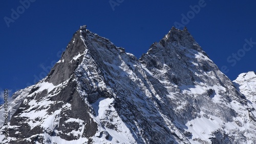 Pointed mountain peaks