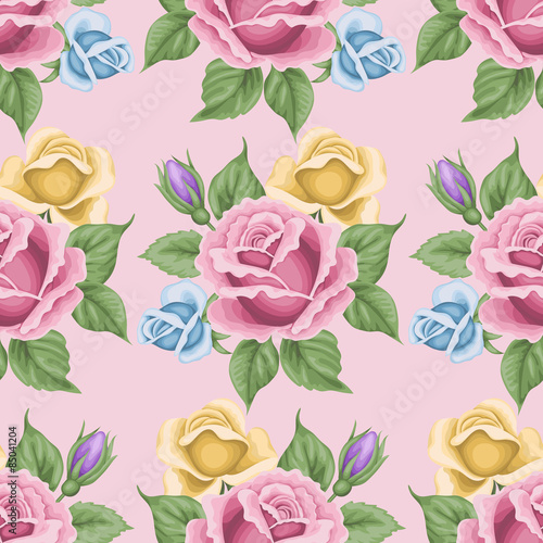 Vintage seamless pattern with roses
