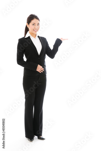 asian businesswoman on white background