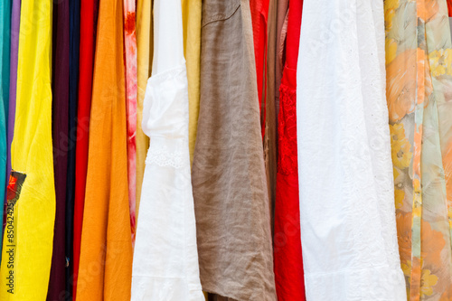 Summer ladies dresses at the market