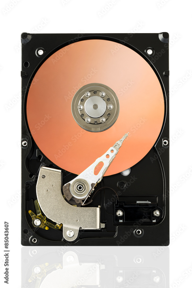 Orange Harddisk Drive on white isolated background with clipping Orange Harddisk Drive on white isolated background with clipping