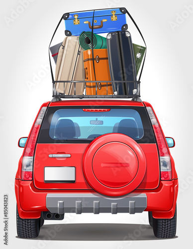 Vector Travel Car - Back view - Visible interior Version