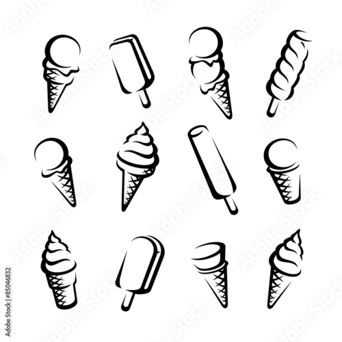 Ice cream set. Vector