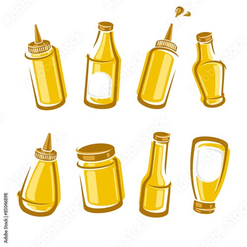 Bottles mustard set. Vector