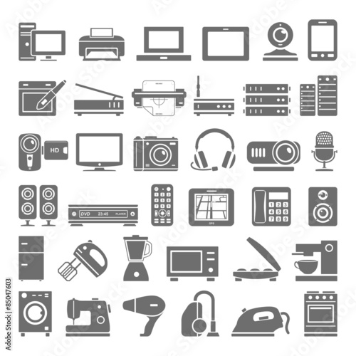 Electronic devices and home appliance icons