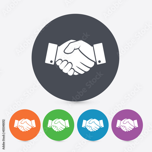 Handshake icons. 5 different colors.