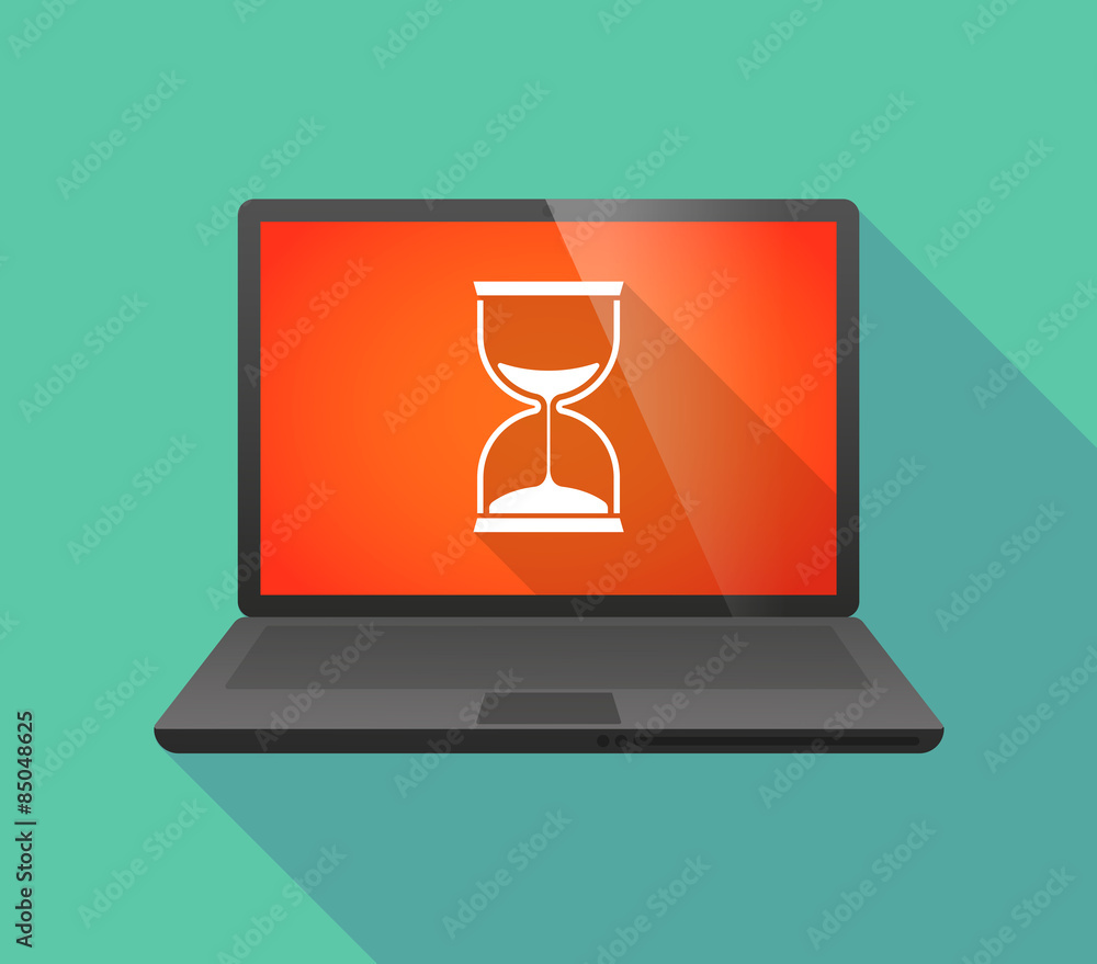 Laptop icon with a sand clock Laptop icon with a sand clock