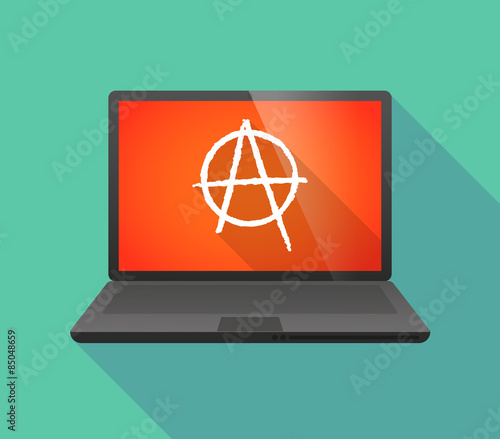 Laptop icon with an anarchy sign