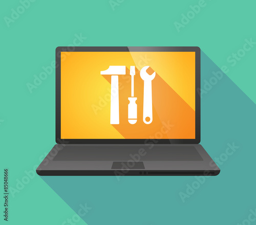 Laptop icon with a tool set