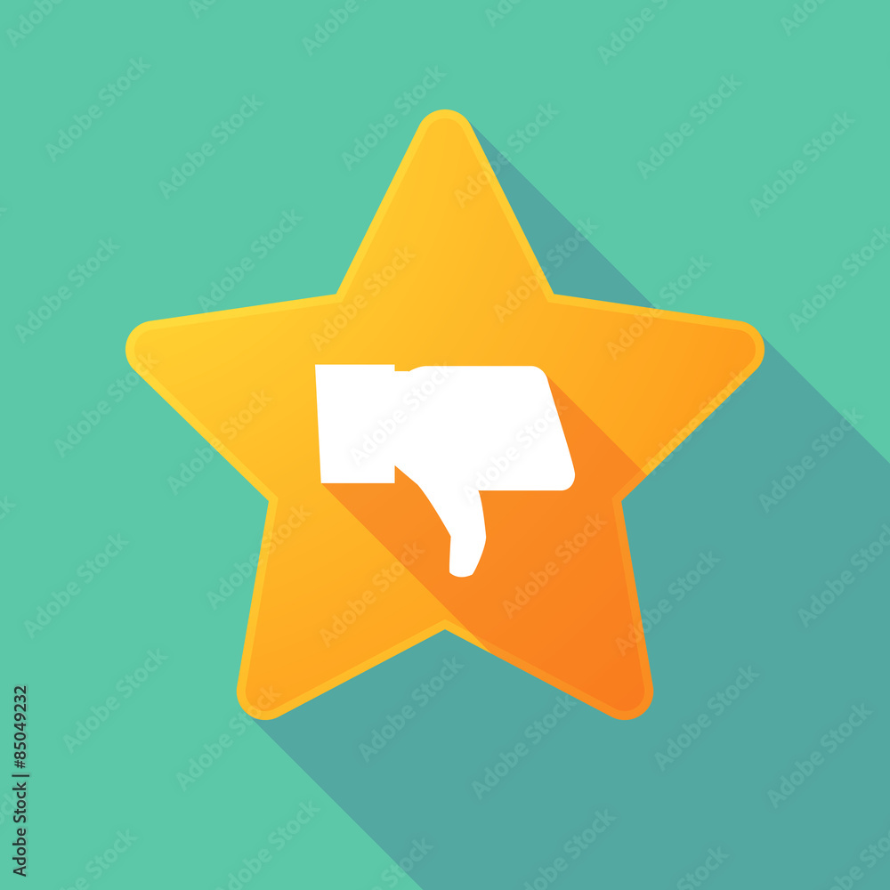 Long shadow star with a thumb down sign Long shadow star with a thumb down sign