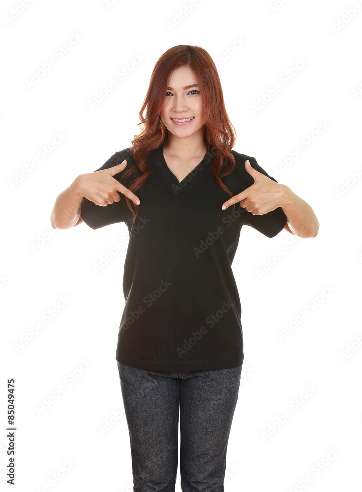 young beautiful female with blank t-shirt young beautiful female with blank t-shirt
