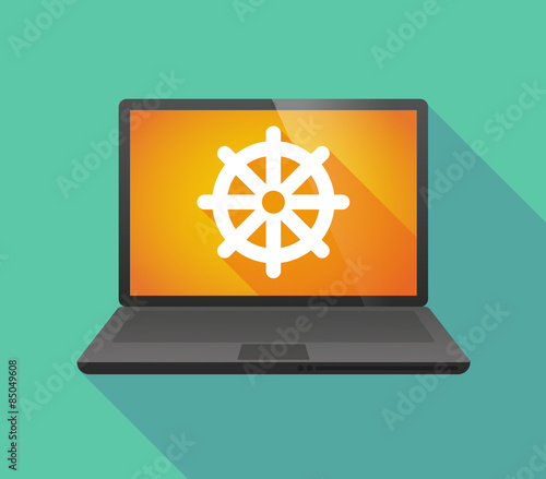 Laptop icon with a dharma chakra sign