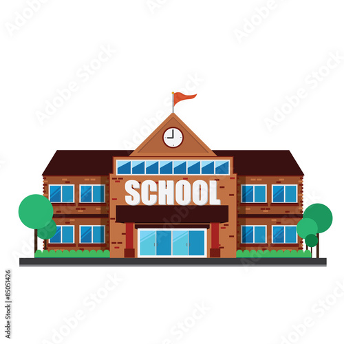 Vector of school building .education construction