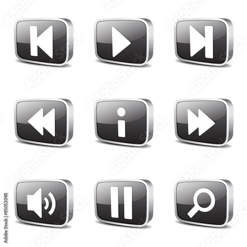 Free Download Multimedia Controller Square Vector Black Button Icon Design Set - GFXLoad