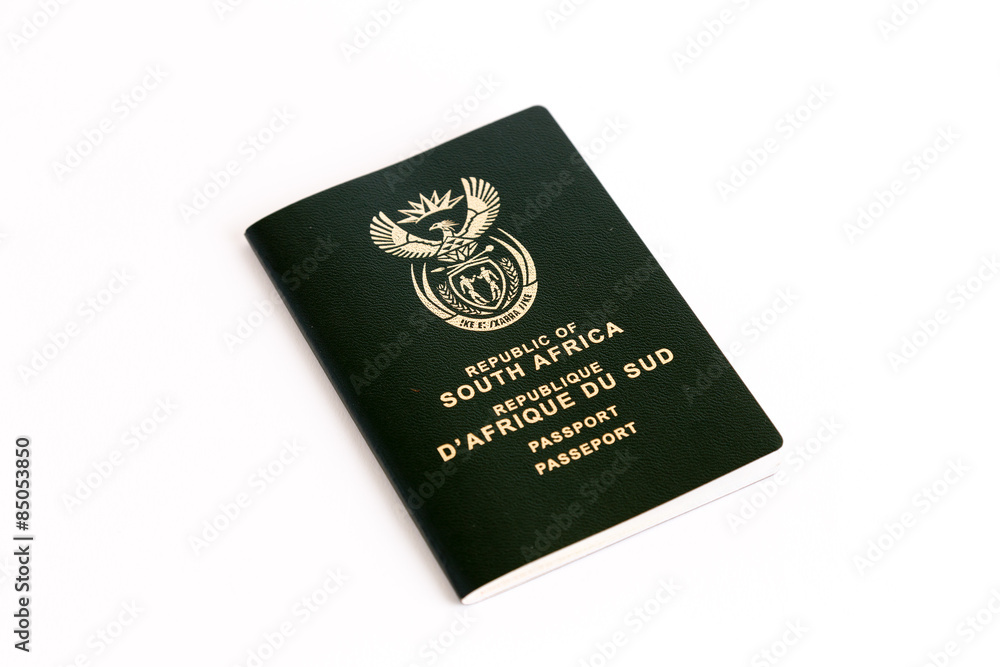 South African passport on white background South African passport on white background