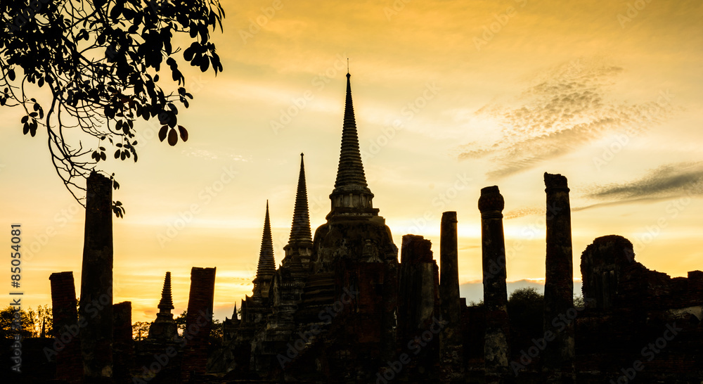 Old Temple Architecture , Wat Phra si sanphet at Ayutthaya, Thailand