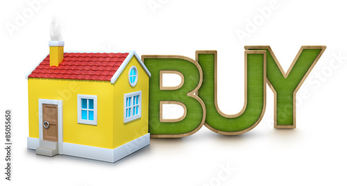 Buy text with 3d house