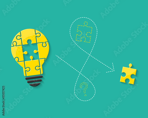 Lightbulb with missing puzzle piece as idea and solution concept 